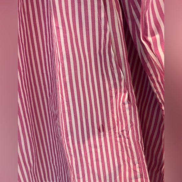 French Connection 100% Pink  White Striped Button Down and Shorts Set Size Large - Picture 11 of 15